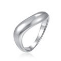 Vista macro de anillo minimalista de acero inoxidable plateado con elegante diseño curvo - US 7 / Diseño de Ola No.2 (2号) / Color Acero