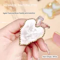White heart-shaped resin nail art ring palette with gold wavy metal frame and marble texture - Heart White