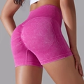 Seamless high waist yoga shorts in rose pink with scrunch butt and washed texture - Rose Red