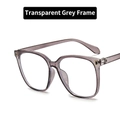 Stylish square transparent grey glasses frame with gold letter D accent for women - Transparent Grey