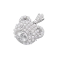 Dettaglio del ciondolo a forma di orsetto con perle bianche e strass scintillanti - VD1307 Stile Perla Testa di Orso Oro Bianco