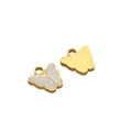 Gold and white enamel butterfly pendants for DIY necklaces on white background - Butterfly / White