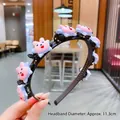Diadema negra de plástico con pequeñas pinzas y diseño de conejo, 11,3 cm de diámetro - Conejo Azul Rosa