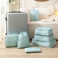 7-piece light blue travel organizer set made of waterproof nylon for suitcases - Light Blue-7Pcs Set