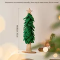 Sapin de Noël de table en feutre vert avec étoile en bois et socle, hauteur 41 cm - Sapin de Noël en Feutre Vert Moyen 40cmX8cm
