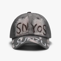 Gorra de béisbol vintage lavada en antracita con letras graffiti y detalles desgastados - Ajustable / gris oscuro