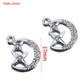 Silver alloy star and moon pendant with white rhinestones for DIY jewelry making - Moon Pendant / Silver (White K)