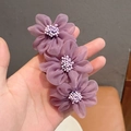 Elegante molletta per capelli a fiori di camelia viola con perle bianche di lusso - Clip a molla / Viola Maglia Stile Stame