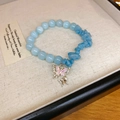 Bohemian multilayer bead bracelet with blue natural stones and gold butterfly charm - 36# Bracelet-Blue-Pink