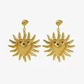 Vergulde 18k hart zonnebloem oorbellen van duurzaam roestvrij staal voor dames - Hart Sunburst Stijl (1900)