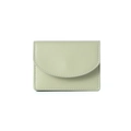 Minimalist light green leather short wallet with flap closure and stitching details - Light Green