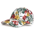 Casquette de baseball pour femme avec imprimé fleurs tropicales rouges sur fond blanc - Taille unique / Blanc