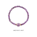 Elegant amethyst beaded bracelet with purple quartz spheres and golden metal spacers - Amethyst Round Main Bead Style (WB335)