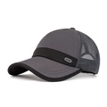 Deep grey quick-dry mesh baseball cap with silver-black PODRLN logo for outdoor sports - Dark Gray