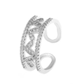 Silver rainbow fairy ring with double row heart cut-outs and micro-pave zircons - Silver - Hollow Double Layer Heart