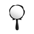 Elegant black handheld makeup mirror with rose petal edge design on a white background - Black