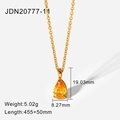 18K gold plated stainless steel necklace with pear-cut yellow zircon pendant - Yellow Birthstone Style (JDN20777-11)