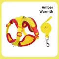 Breathable bright yellow cat harness and leash set with red trim and secure buckle - Lightweight Breathable Yellow