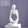 Modern abstract thinker figurine in matte white finish with smooth resin lines - White Deep Thought