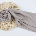 Elegant dusty purple chiffon hijab scarf presented on a natural woven mat for summer - 129