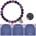 Purple striped agate bracelet with heart projection stone and three gift cards - Purple Striped Agate