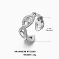 Anillo ajustable de acero inoxidable plateado con recortes de ojos, 1,7 cm - Color Acero