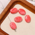 Oval reddish-pink natural stone beads with white swirl patterns for DIY earring making - Red Pink Swirl Texture Oval Style (05号)