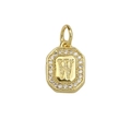 Macro shot of 18k gold plated octagon pendant featuring cubic zirconia and letter W - Gold Letter W