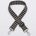 Adjustable black and white houndstooth bag strap with gunmetal swivel hooks - No. 340 Gunmetal Hook