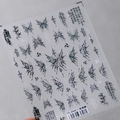 Ink butterfly nail stickers with Chinese calligraphy and star motifs in Zen style - Chinese Calligraphy Butterfly (TS-3549)