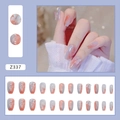 Press-on nails featuring pink and blue gradient design with 3D butterfly ornaments - Z337 Relief Butterfly (Glue Style)