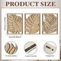 Dreiteiliges Retro-Wanddeko-Set aus Holz mit Blättermotiv und HD-Drucktechnik - Naturholz 3-teiliges Set (Y24Y50987_Q) / 30x22cm