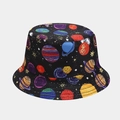 Reversible black bucket hat featuring colorful space planets and galaxy patterns - M (56-58cm) / 32# Black Galaxy Space