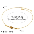 Detail view of tiger eye stone necklace with technical specs 42cm length and 4.8g weight - Tiger Eye Necklace (NB-N1409)