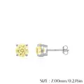S925 Sterling Silber Ohrstecker mit 7mm gelbem Rundschliff-Feuerwerkstein - 7mm