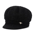 Gorra de repartidor negra de felpa para mujer con insignia de estrella brillante y punto cálido - Talla única / Negro