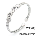 Silver infinity symbol cable wire braided stainless steel open bangle for men, 20g 60x3mm - Infinity Symbol Style (KB161758-KLHQ)