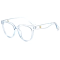 Klassische transparente Brille im Jelly-Design mit goldenen Metalldetails und quadratischer Form - Transparenter Hellblauer Rahmen Anti-Blaulicht / Hellblau