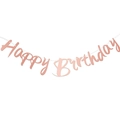 Elegant rose gold Happy Birthday banner with metallic finish for party decoration - Mirror Finish No Age / Rose Gold