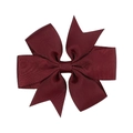 Handmade wine red grosgrain ribbon bow hair clip for babies with swallowtail design - Burgundy