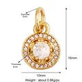 Macro-opname van vergulde Poolster-hanger met zirkonia stenen en afmetingen - K324929-Goud Rond Zirconia