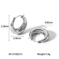 Tabella dettagliata delle dimensioni per orecchini a cerchio in argento lucido - Stile Argentato (HC-E10023-S)