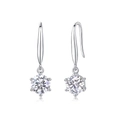 Elegant 925 sterling silver drop earrings with round moissanite and hook design - E13187 Six-Prong Single Stone With GRA Certificate