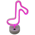 Pink TikTok style music note neon sign lamp with white circular base and LED lighting - Pink Music Note Logo