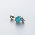 Blue zircon butterfly ear stud in silver titanium steel with a star-shaped detail - Star and Blue Bead Style (A109-1#) / Single Piece