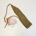 Handmade crochet triangle headband in olive green with floral hollow pattern - Khaki Solid