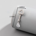 Silver steel heart navel piercing with micro-pave zircons and a pear-shaped drop stone - Water Drop Pendant Heart Style (A424-6#)