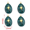 Teardrop turquoise stone pendant with gold star inlay, stainless steel 18x13mm size - Teardrop African Stone - Sun