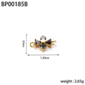 Detailed view of a gold cross pendant with black zircon insets and 1.39cm size - BP00185B-Gold Black Stone Cross Flower