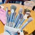 Set professionale di 13 pennelli da trucco blu con setole morbide e custodia - 13 Pezzi + Sacchetto di Stoffa / Blu Sale Marino